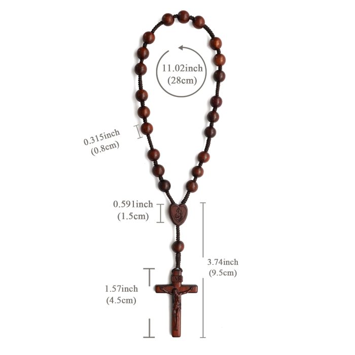 默主哥耶和平念珠-圣母抱子-简约-绳编-紫檀8mm Catholic religious art