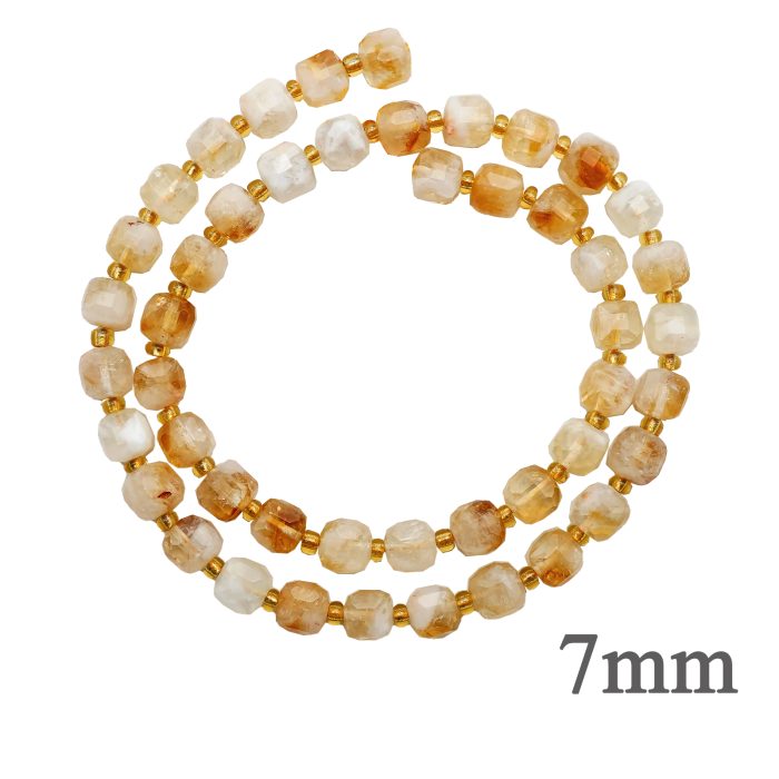 DIY珠子-方糖散珠-天然黄阿赛-7x7mm单颗 Catholic religious art