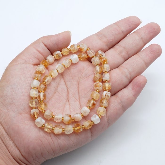 DIY珠子-方糖散珠-天然黄阿赛-7x7mm单颗 Catholic religious art