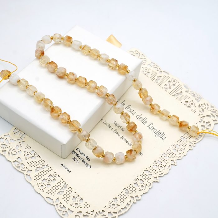 DIY珠子-方糖散珠-天然黄阿赛-7x7mm单颗 Catholic religious art