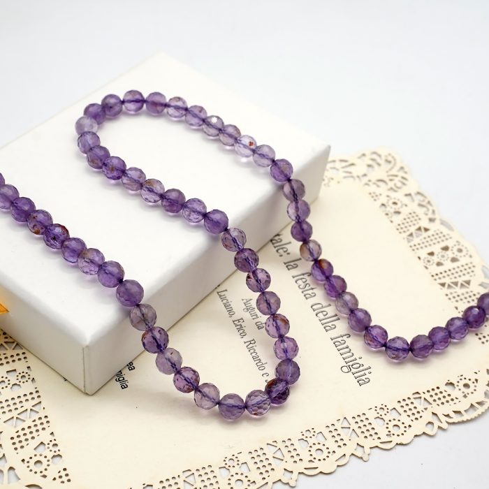 DIY珠子-128足球面-天然紫幽灵-5x5mm单颗 Catholic religious art