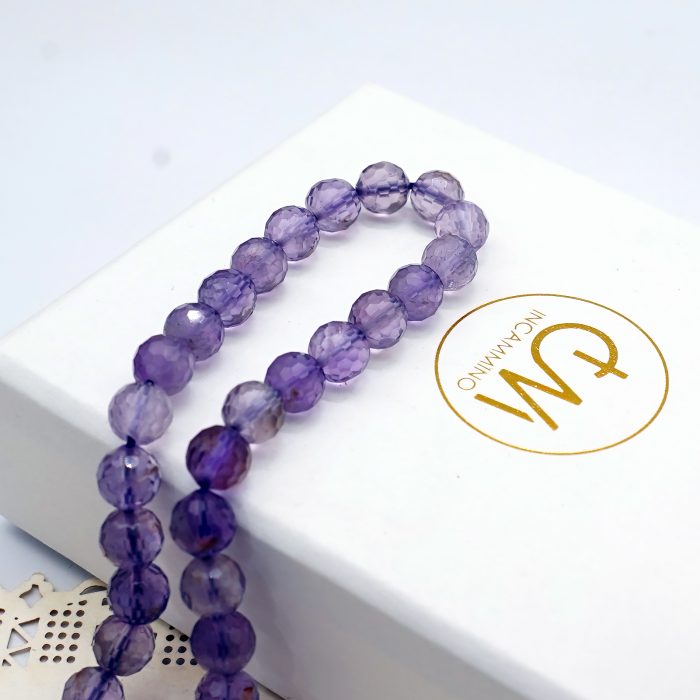 DIY珠子-128足球面-天然紫幽灵-5x5mm单颗 Catholic religious art