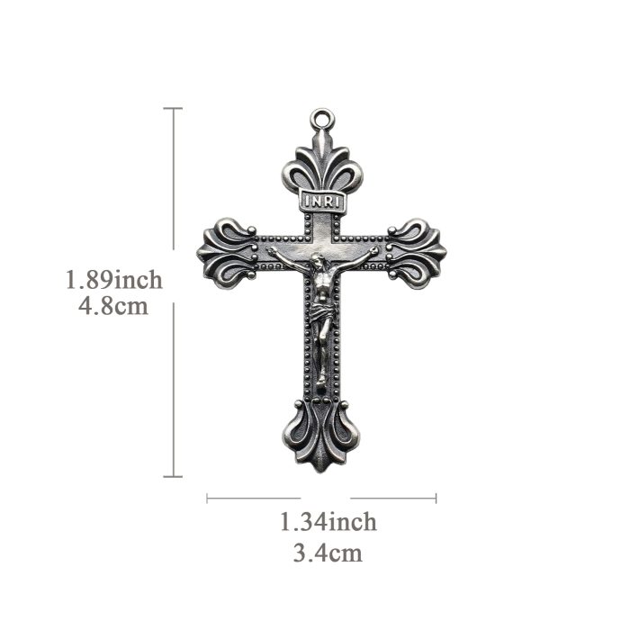 DIY十字架-复古十字架-925银做旧-4.8x3.4cm Catholic religious art