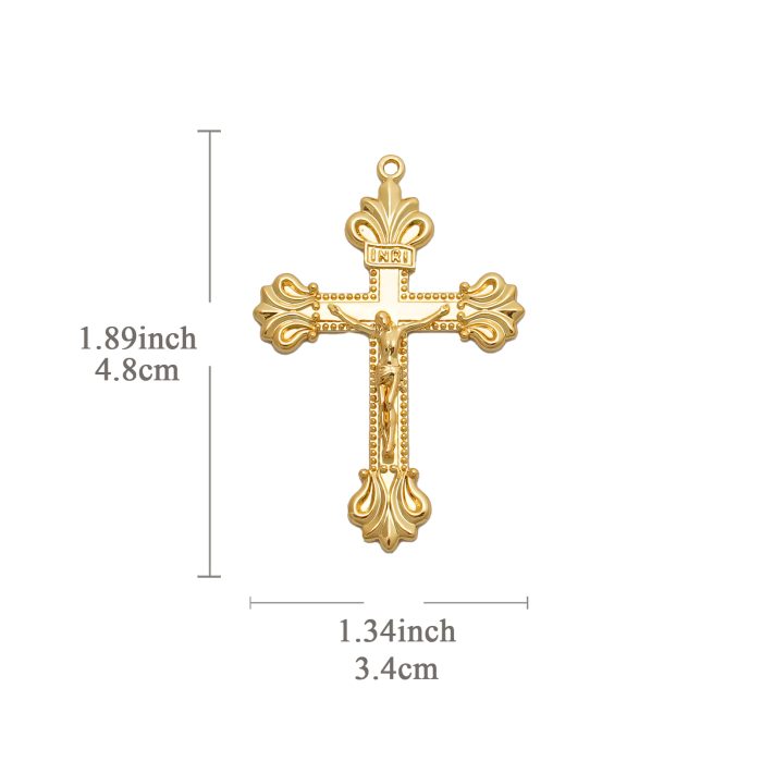 DIY十字架-复古十字架-黄铜做旧/黄铜/黄铜镀18k金-4.8x3.4cm Catholic religious art