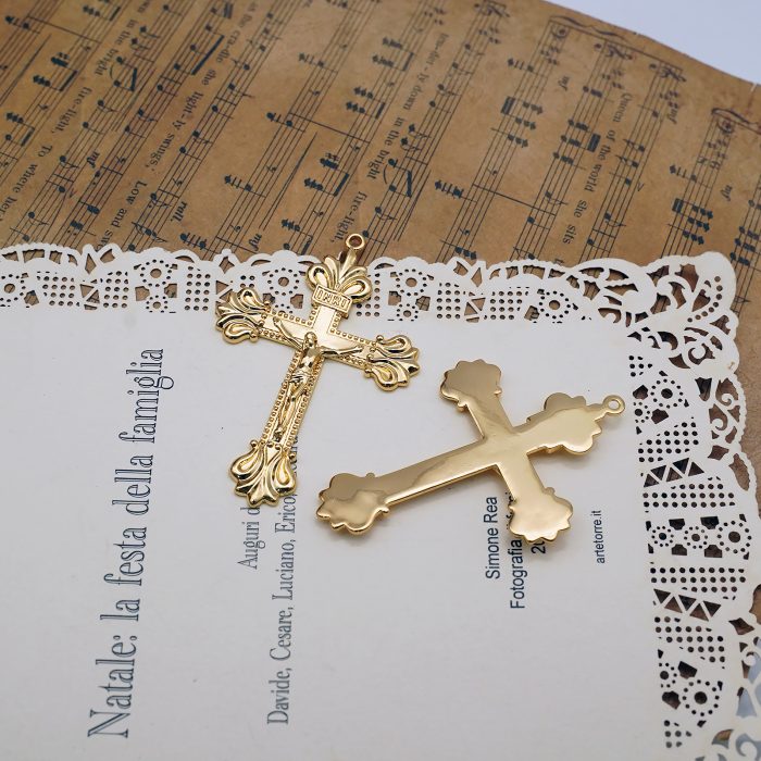 DIY十字架-复古十字架-黄铜做旧/黄铜/黄铜镀18k金-4.8x3.4cm Catholic religious art