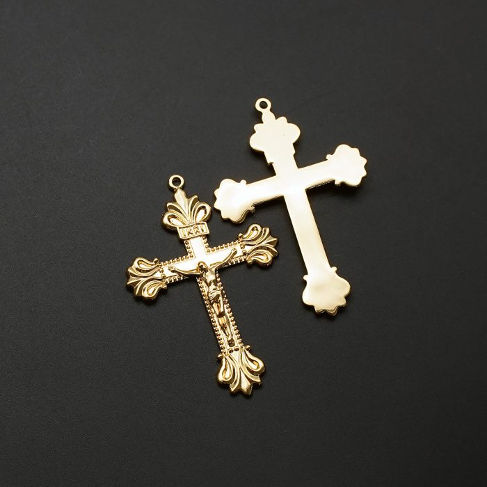 DIY十字架-复古十字架-黄铜做旧/黄铜/黄铜镀18k金-4.8x3.4cm Catholic religious art