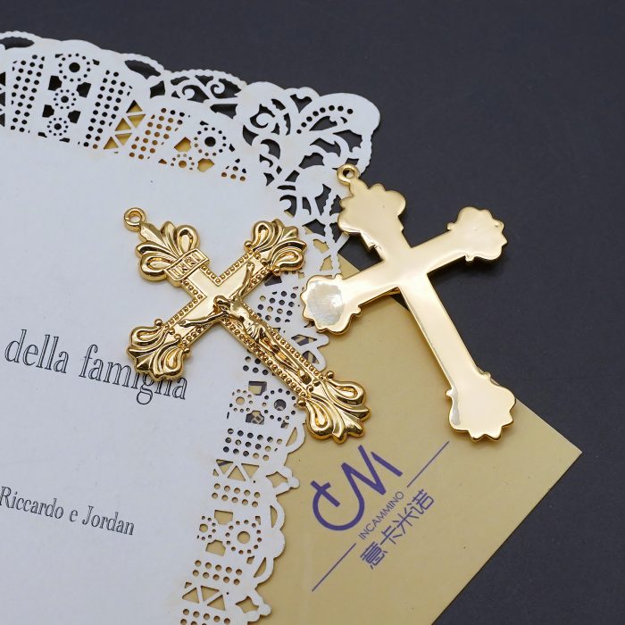 DIY十字架-复古十字架-黄铜做旧/黄铜/黄铜镀18k金-4.8x3.4cm Catholic religious art