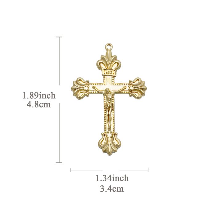 DIY十字架-复古十字架-黄铜做旧/黄铜/黄铜镀18k金-4.8x3.4cm Catholic religious art