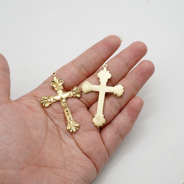 DIY十字架-复古十字架-黄铜做旧/黄铜/黄铜镀18k金-4.8x3.4cm Catholic religious art