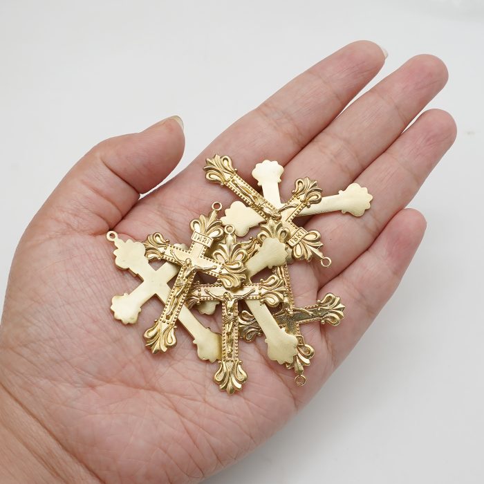 DIY十字架-复古十字架-黄铜做旧/黄铜/黄铜镀18k金-4.8x3.4cm Catholic religious art