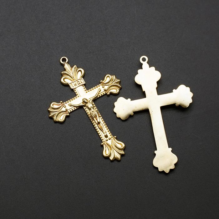 DIY十字架-复古十字架-黄铜做旧/黄铜/黄铜镀18k金-4.8x3.4cm Catholic religious art