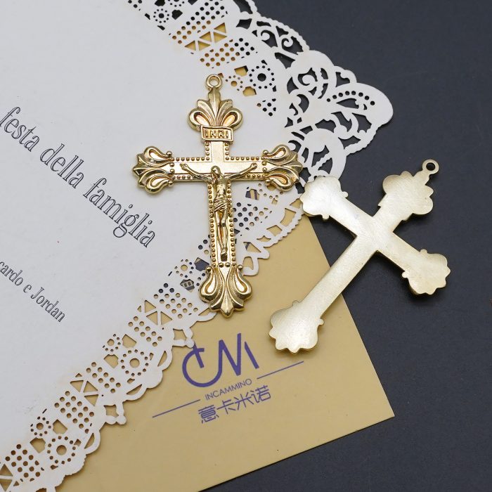 DIY十字架-复古十字架-黄铜做旧/黄铜/黄铜镀18k金-4.8x3.4cm Catholic religious art