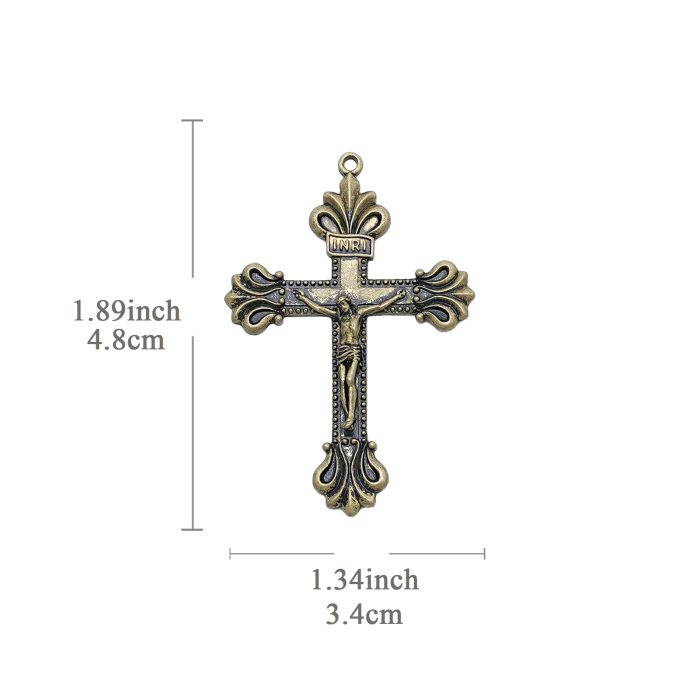 DIY十字架-复古十字架-黄铜做旧/黄铜/黄铜镀18k金-4.8x3.4cm Catholic religious art