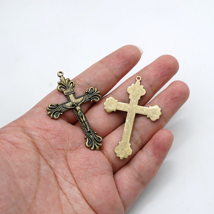 DIY十字架-复古十字架-黄铜做旧/黄铜/黄铜镀18k金-4.8x3.4cm Catholic religious art