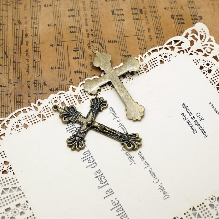 DIY十字架-复古十字架-黄铜做旧/黄铜/黄铜镀18k金-4.8x3.4cm Catholic religious art