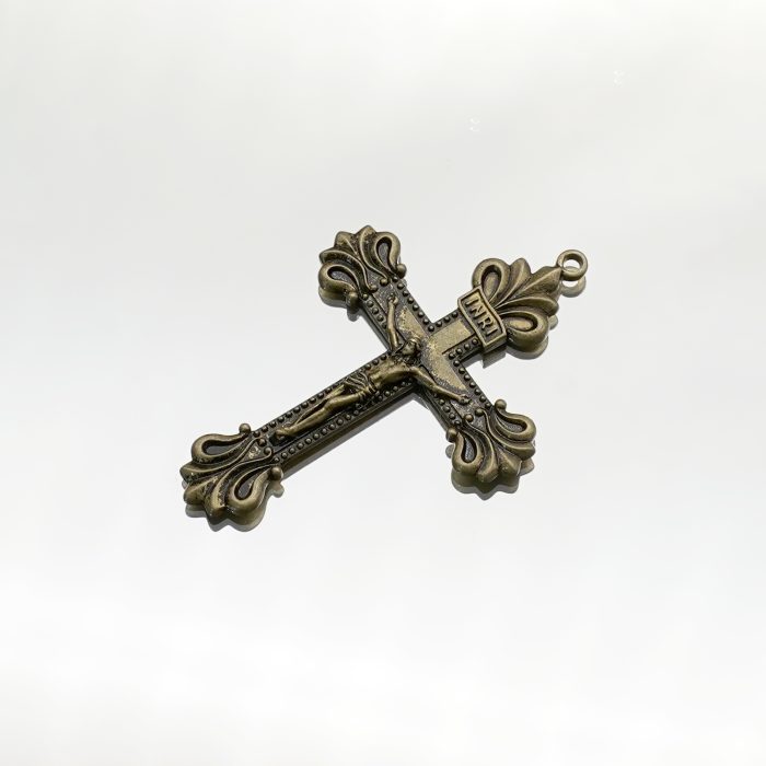 DIY十字架-复古十字架-黄铜做旧/黄铜/黄铜镀18k金-4.8x3.4cm Catholic religious art