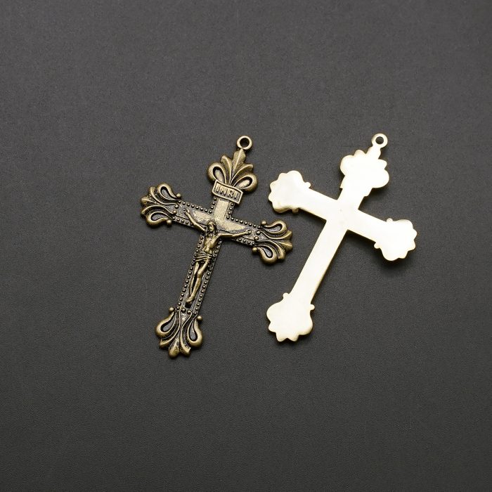 DIY十字架-复古十字架-黄铜做旧/黄铜/黄铜镀18k金-4.8x3.4cm Catholic religious art