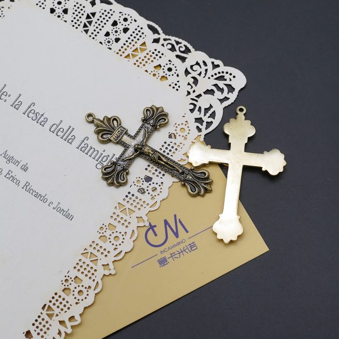 DIY十字架-复古十字架-黄铜做旧/黄铜/黄铜镀18k金-4.8x3.4cm Catholic religious art