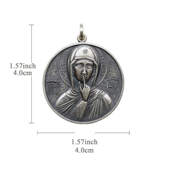 项链圣牌-静默圣母-925银-4cm加麻花链 Catholic religious art