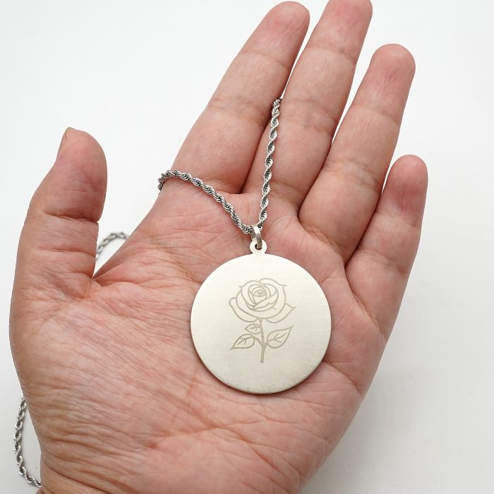 项链圣牌-静默圣母-925银-4cm加麻花链 Catholic religious art