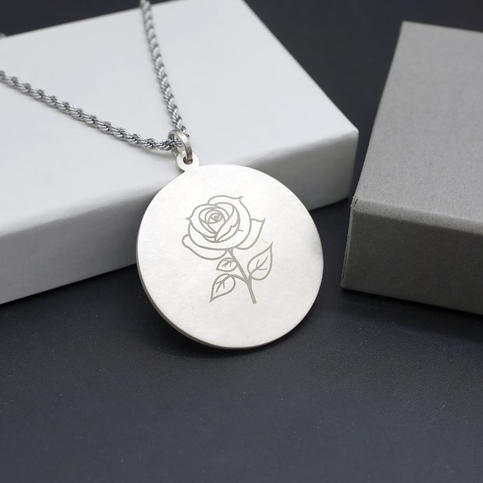 项链圣牌-静默圣母-925银-4cm加麻花链 Catholic religious art