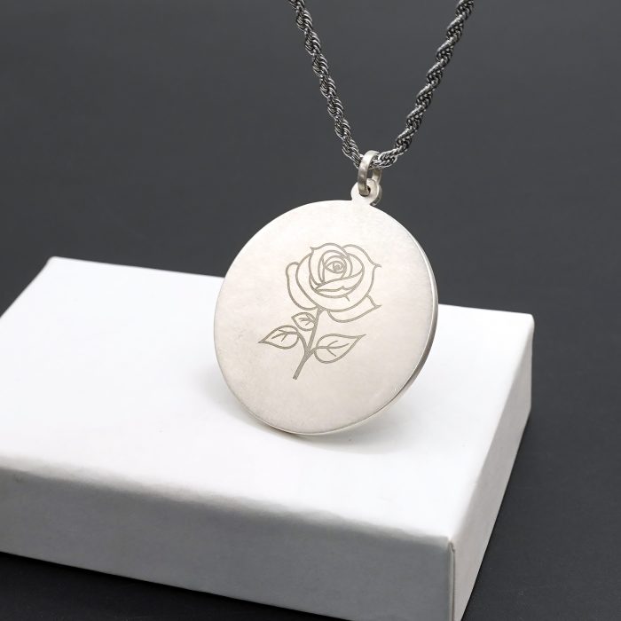 项链圣牌-静默圣母-925银-4cm加麻花链 Catholic religious art