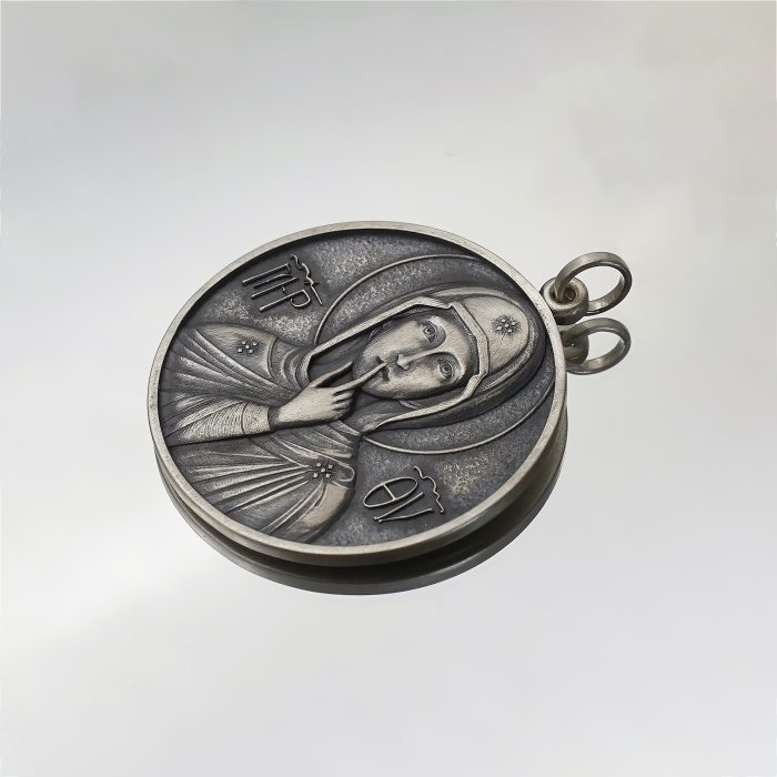 项链圣牌-静默圣母-925银-4cm加麻花链 Catholic religious art