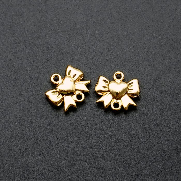 DIY双通-爱心蝴蝶结-黄铜镀18k金-0.8x1.1cm Catholic religious art