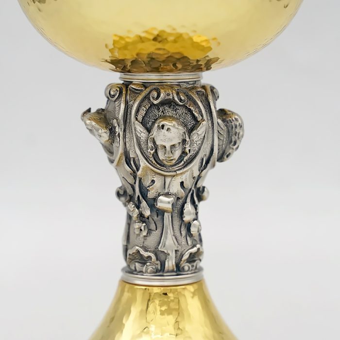 【现货】葡标记-錾刻 -银色-圣爵杯圣体碗带盖套装21.5+11cm Catholic religious art