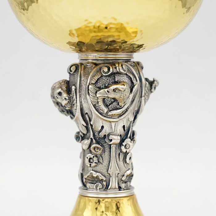 【现货】葡标记-錾刻 -银色-圣爵杯圣体碗带盖套装21.5+11cm Catholic religious art