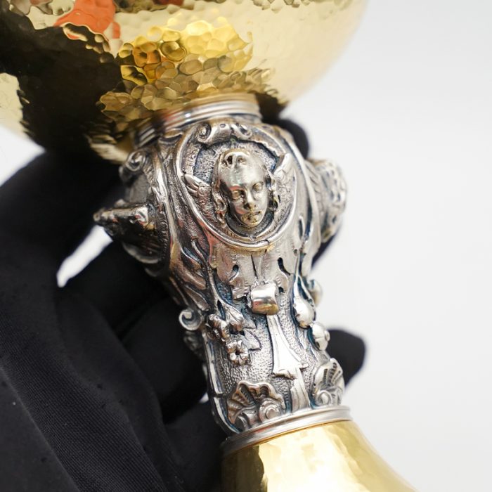 【现货】葡标记-錾刻 -银色-圣爵杯圣体碗带盖套装21.5+11cm Catholic religious art