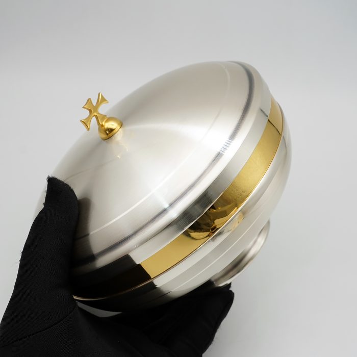 【现货】葡标记-錾刻 -银色-圣爵杯圣体碗带盖套装21+11cm Catholic religious art