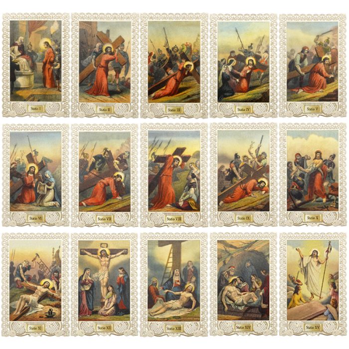 蕾丝卡片-15处苦路全套-7x11cm Catholic religious art