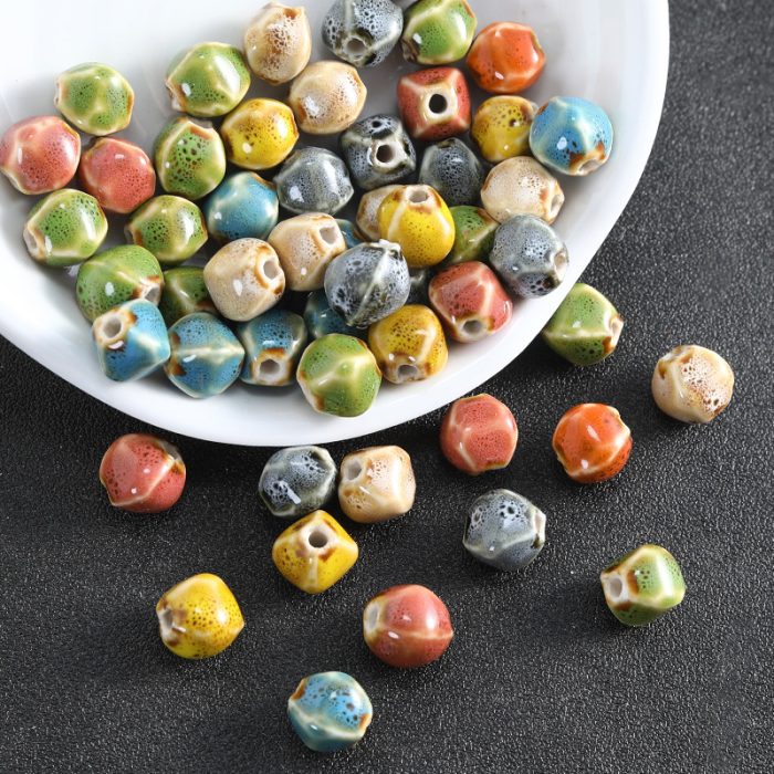 DIY珠子-陶瓷花釉复古异形珠-九色-12x10mm Catholic religious art