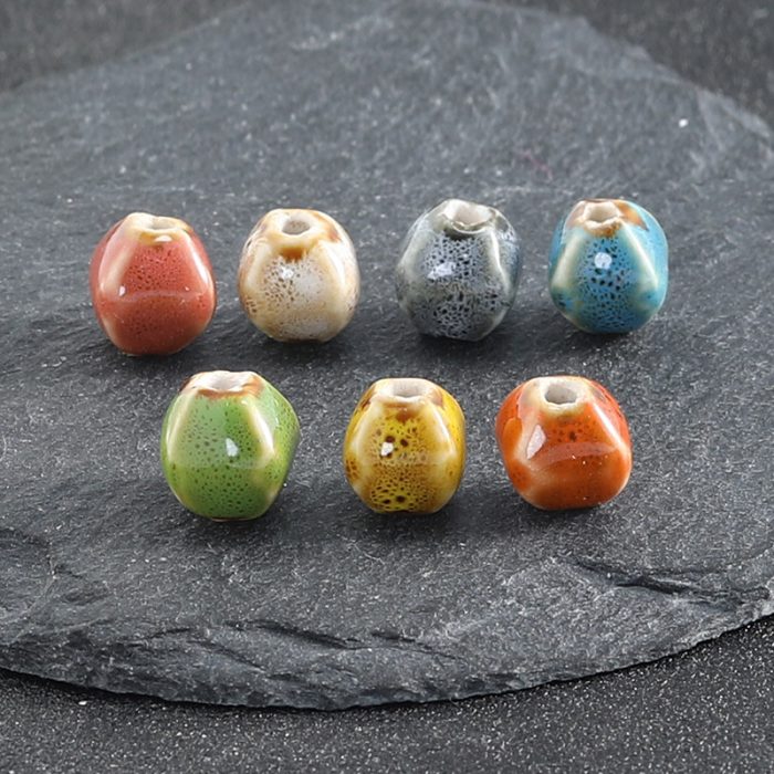 DIY珠子-陶瓷花釉复古异形珠-九色-12x10mm Catholic religious art