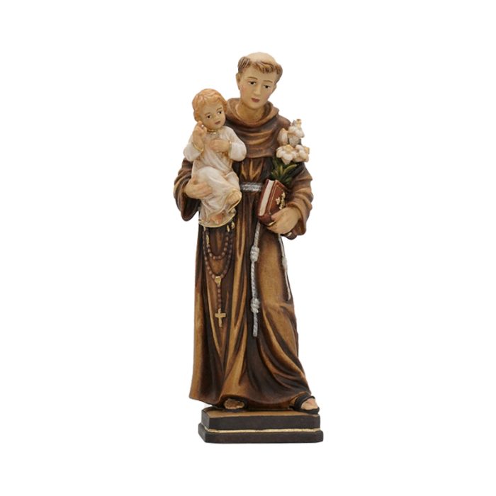 【现货】木雕- 圣安多尼抱耶稣-彩色 Catholic religious art