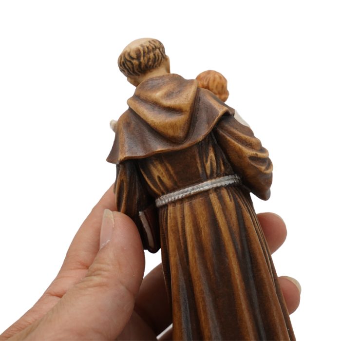 【现货】木雕- 圣安多尼抱耶稣-彩色 Catholic religious art
