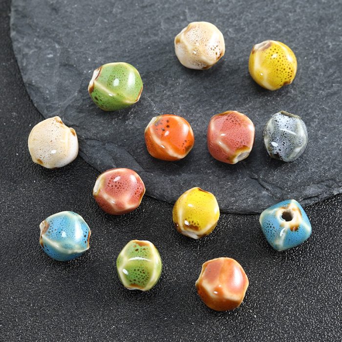 DIY珠子-陶瓷花釉复古异形珠-九色-12x10mm Catholic religious art