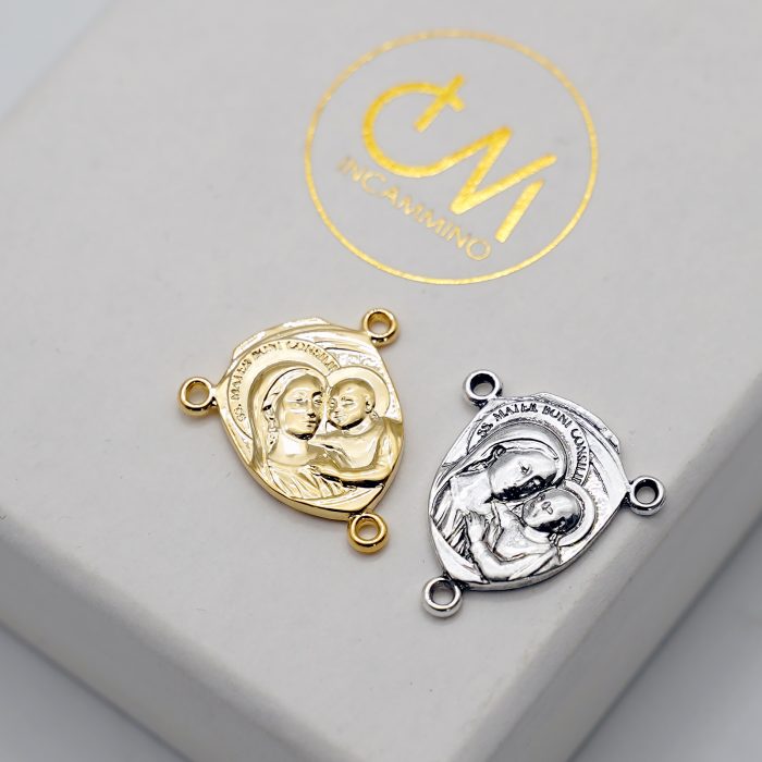 DIY三通-善导圣母-良十四世牧徽-金色/银色-1.87x1.4cm Catholic religious art