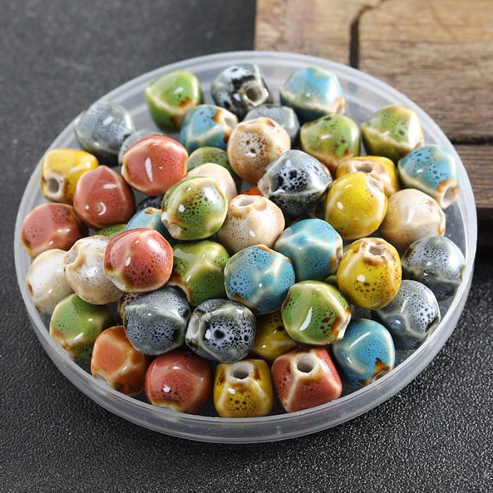 DIY珠子-陶瓷花釉复古异形珠-九色-12x10mm Catholic religious art