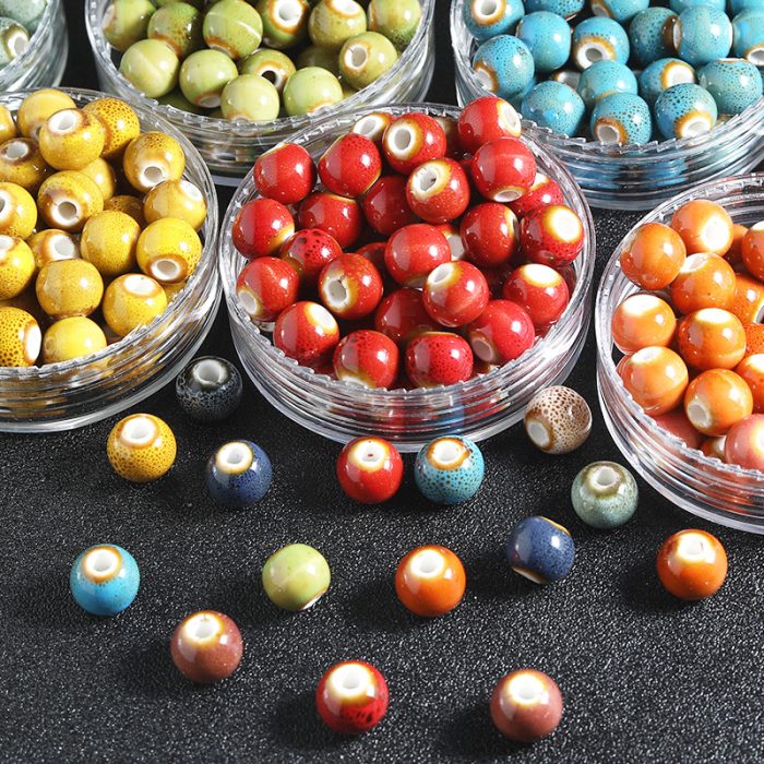 DIY珠子-陶瓷花釉圆珠-12色-8mm-单颗 Catholic religious art