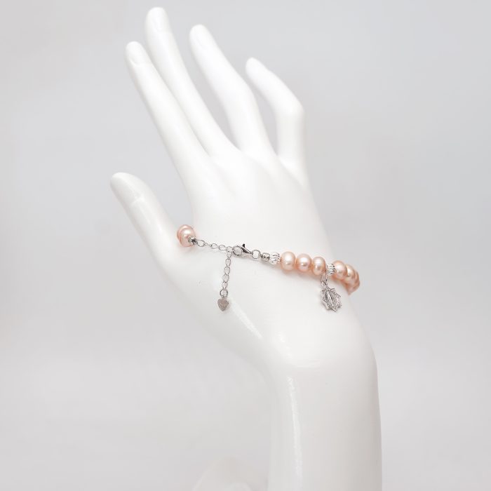 珍珠手链-925银珠龙虾扣-粉珍珠-8mm Catholic religious art