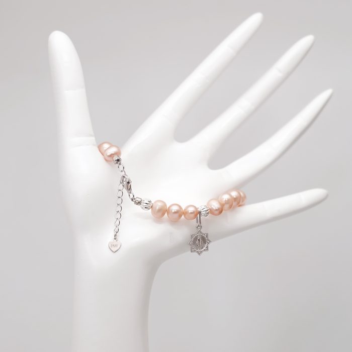 珍珠手链-925银珠龙虾扣-粉珍珠-8mm Catholic religious art