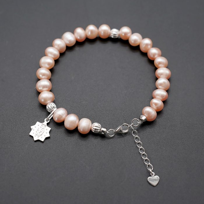 珍珠手链-925银珠龙虾扣-粉珍珠-8mm Catholic religious art