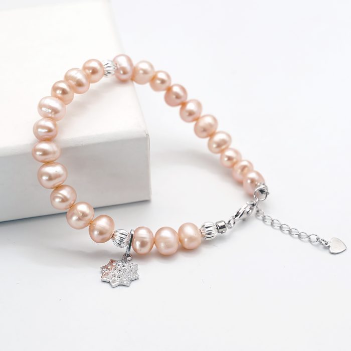 珍珠手链-925银珠龙虾扣-粉珍珠-8mm Catholic religious art