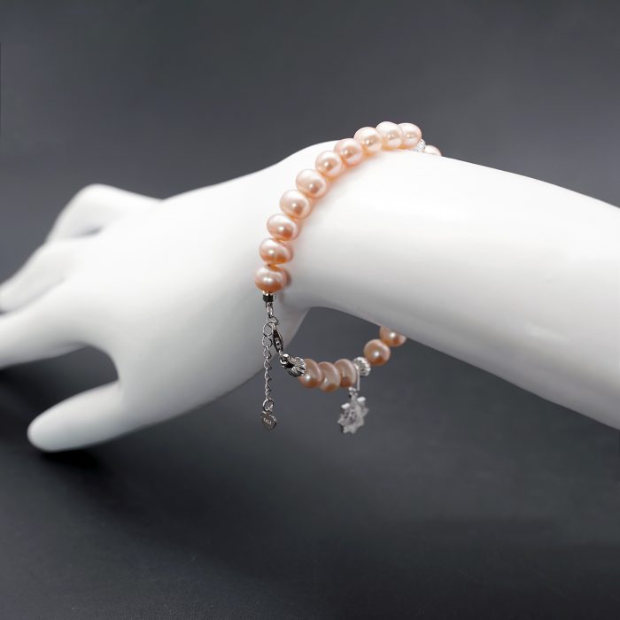 珍珠手链-925银珠龙虾扣-粉珍珠-8mm Catholic religious art