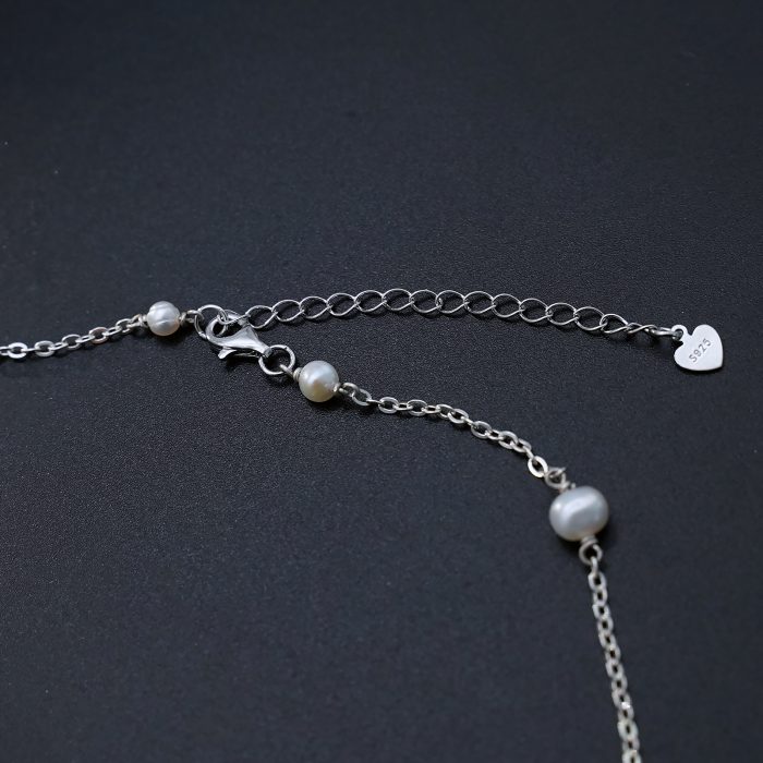 珍珠颈链-显灵圣母-925银吊坠-满天星-龙虾扣-42cm Catholic religious art