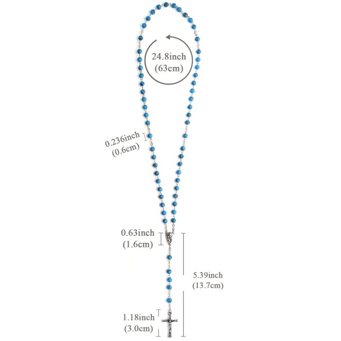 玫瑰念珠-圣母抱YS-耶稣圣心-蓝松石6mm送念珠包 Catholic religious art