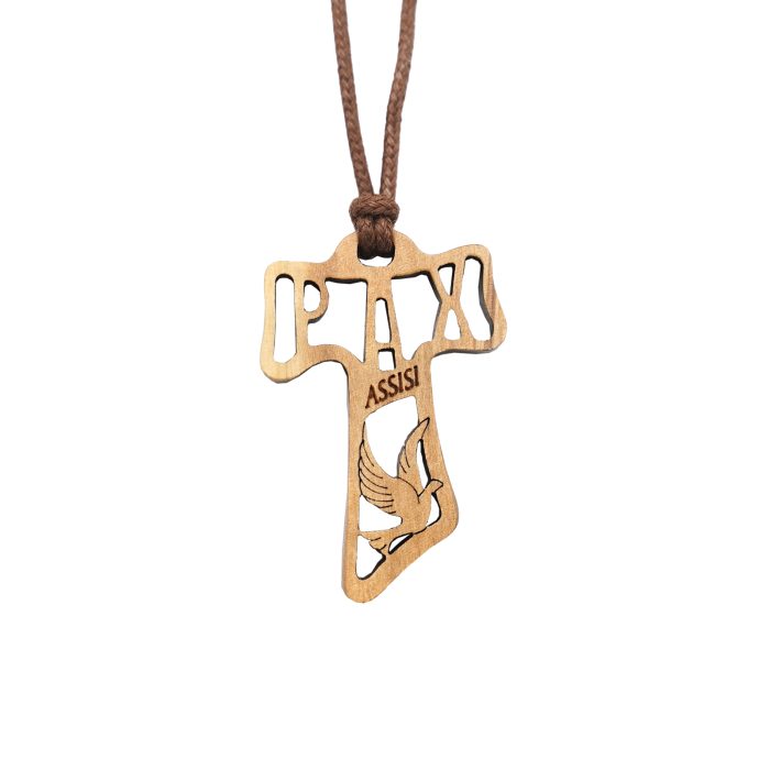 TAU十字架-镂空-圣方济各-黑檀紫檀橄榄木花梨木-3.7x2.4cm Catholic religious art