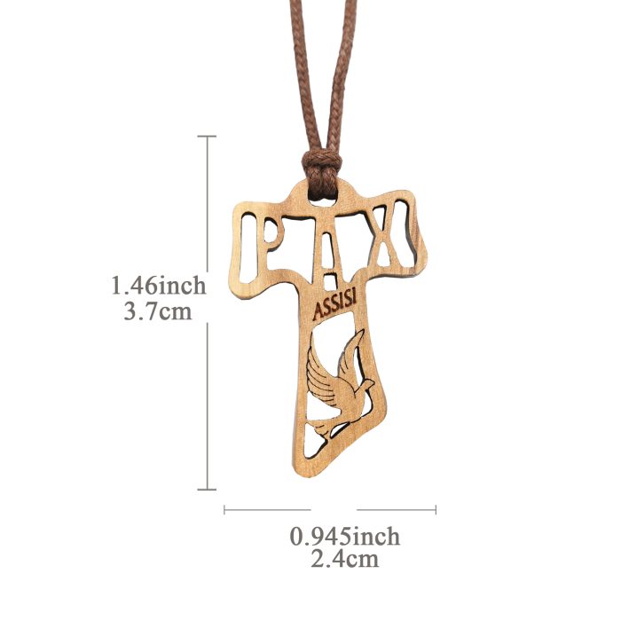 TAU十字架-镂空-圣方济各-黑檀紫檀橄榄木花梨木-3.7x2.4cm Catholic religious art